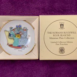 532 Gaily Sharing Vintage Times - Norman Rockwell Four Seasons Miniature Plate